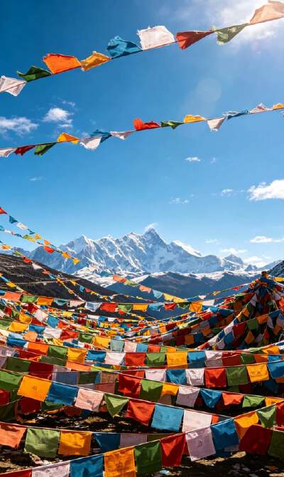 Sejila Mountain Pass — Prayer Flags and Peace Bell