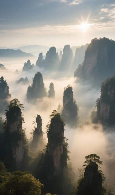 Yuanjiajie Scenic Area (take the elevator up)