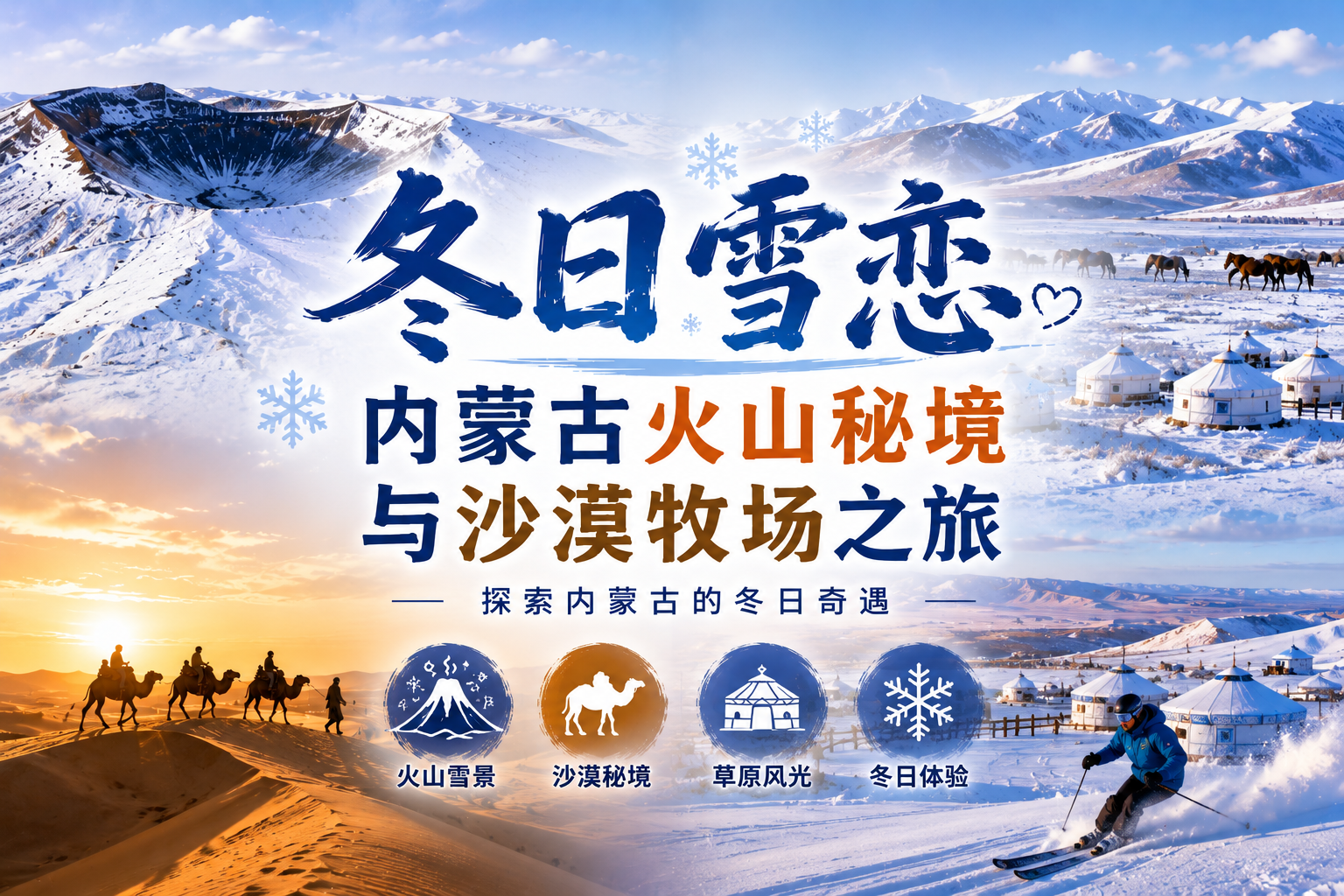 冬日雪恋 · 内蒙古火山秘境与沙漠牧场之旅