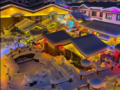 Snow Mushroom Night Scenery