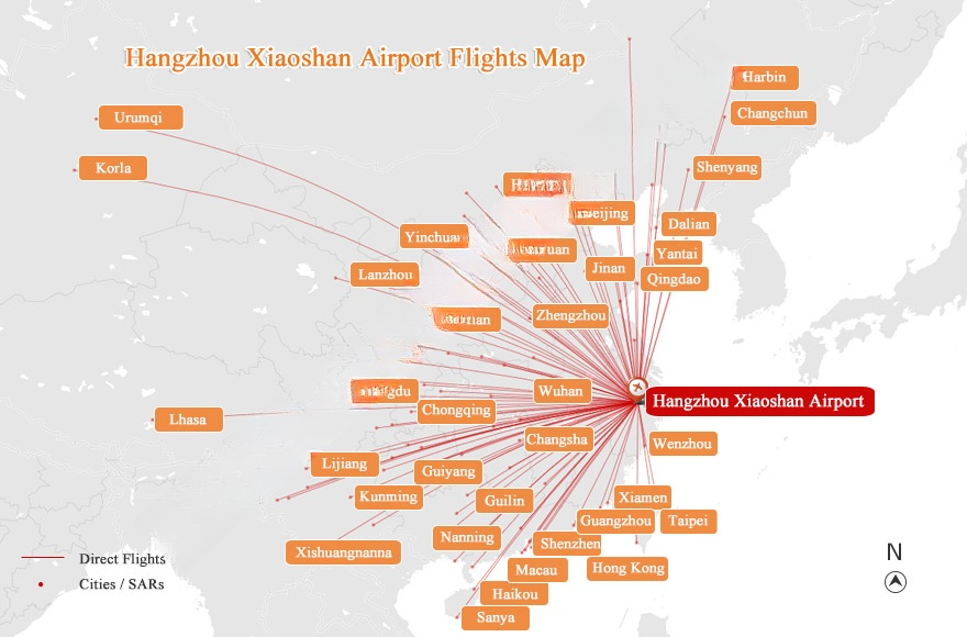Map of Flights to Hangzhou