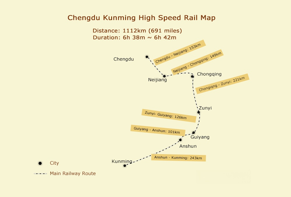 Chengdu Kunming High Speed Rail Map
