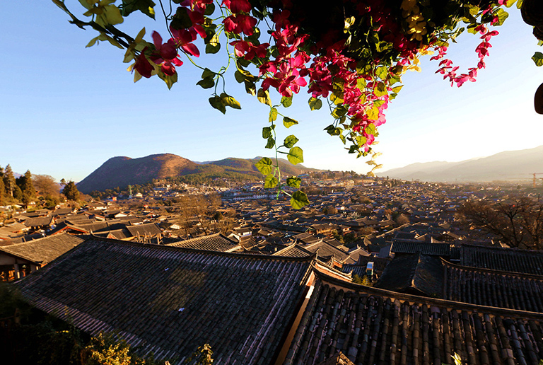 Panorama View of Lijiang Old Town Architectures