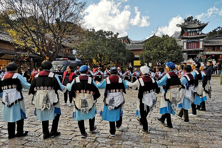 Naxi People Dance in Lijiang Old Town