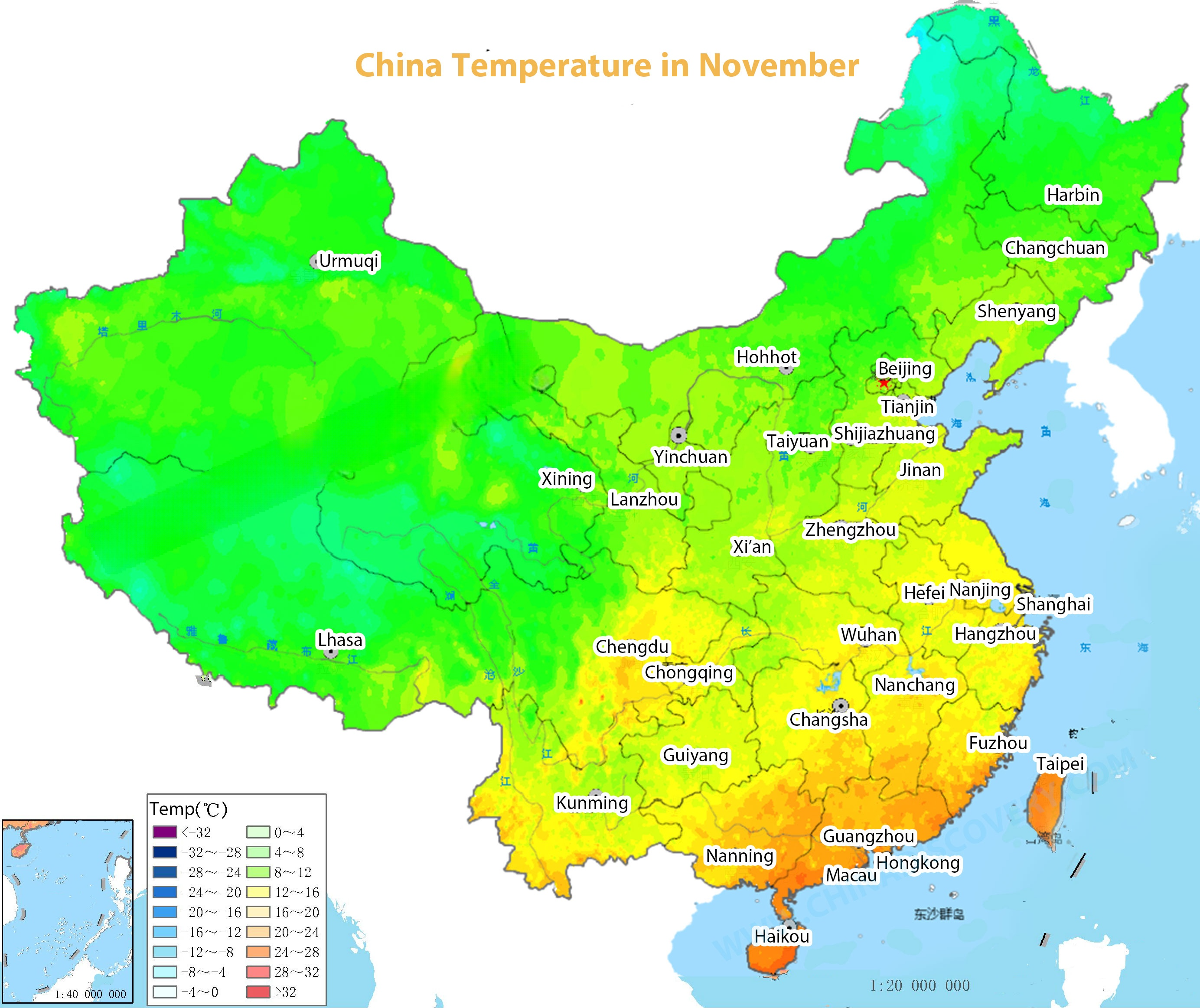 China Temperature in November