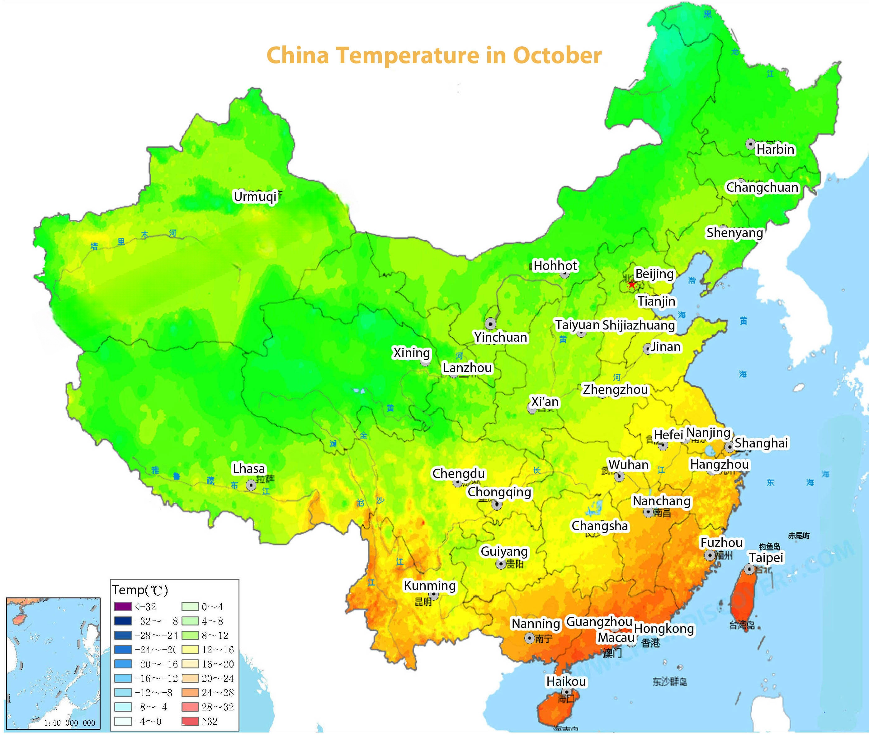 China Temperature in October