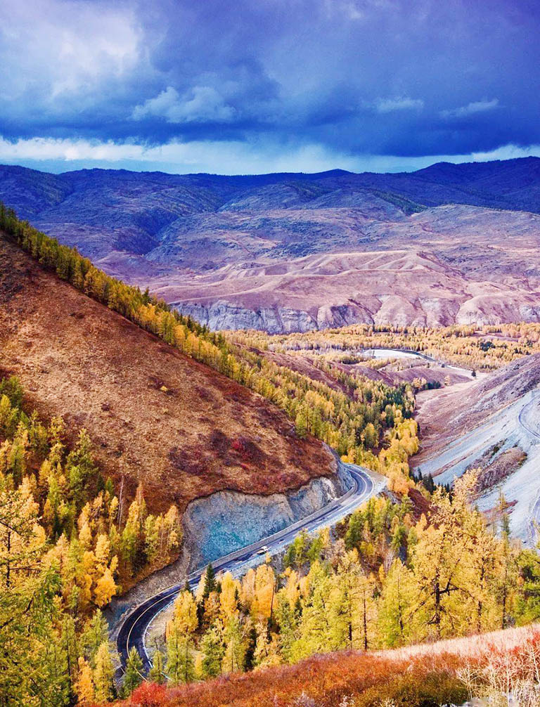 Kanas Lake Meandering in the Deep Valley
