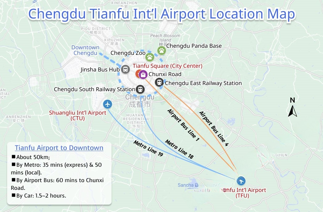 Chengdu Tianfu Airport Location Map