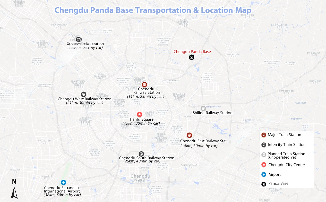 Map of Chengdu Railway Station to Panda Base