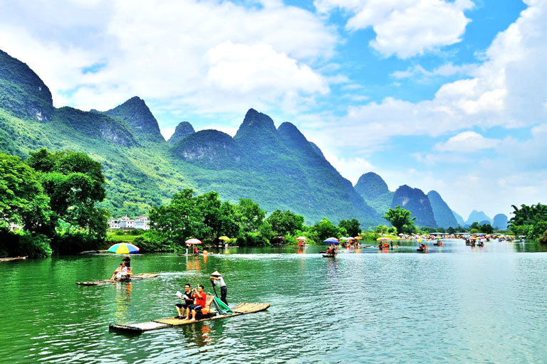 Yulong River Bamboo Rafting in Summer