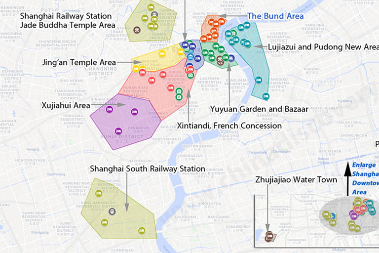 Map of Places to Stay in Shanghai