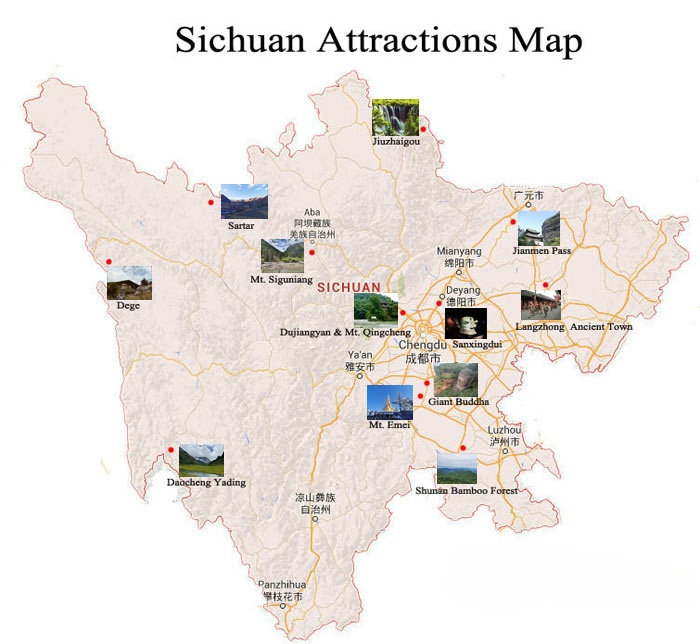 Sichuan Attractions Map