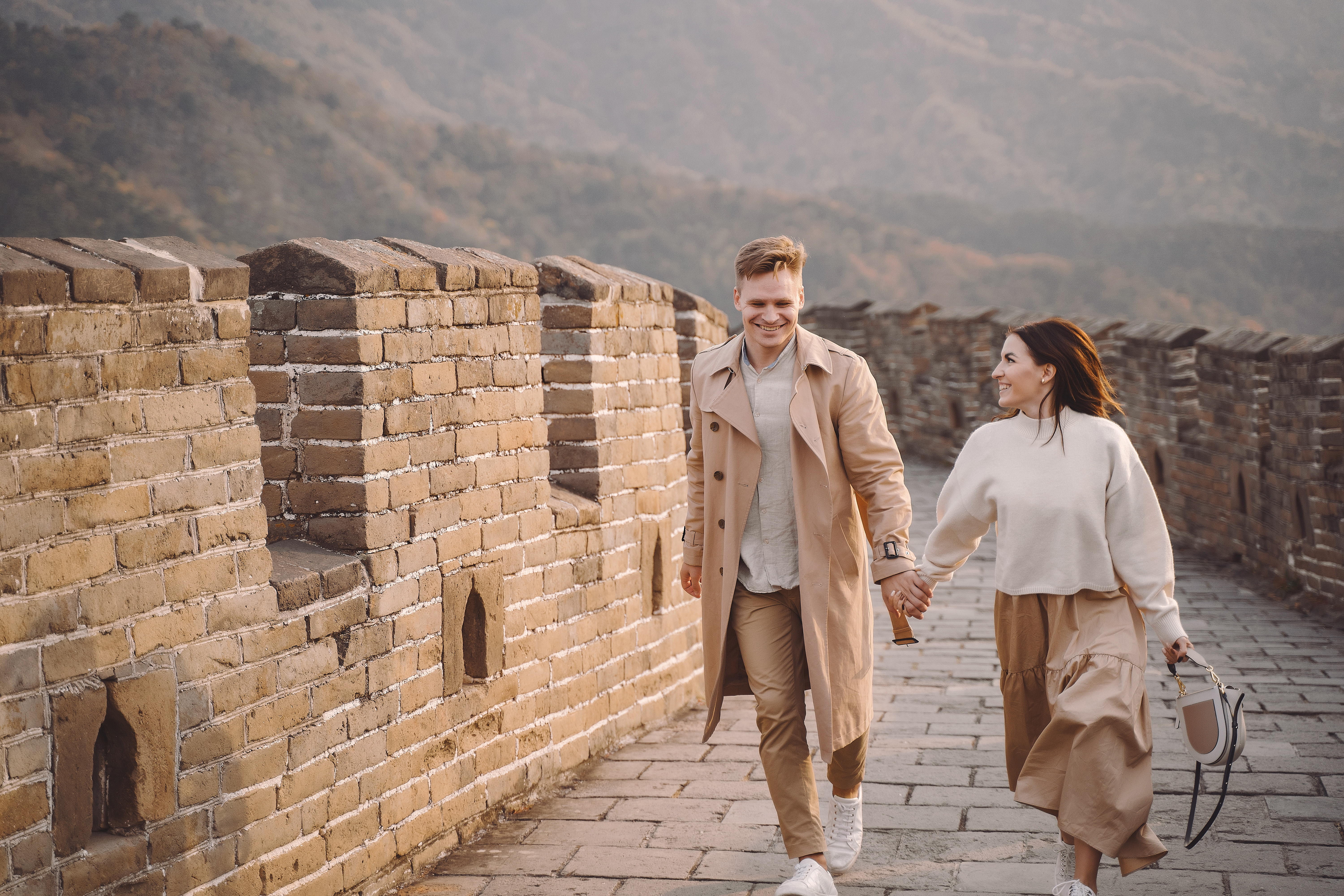 A breathtaking view of the Great Wall of China stretching across mountains